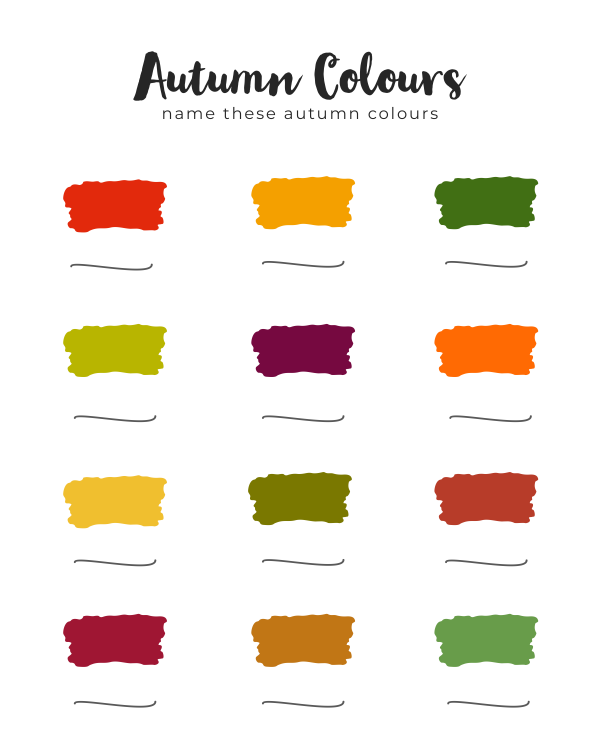 Autumn Colours – Free Worksheet / Journal Page