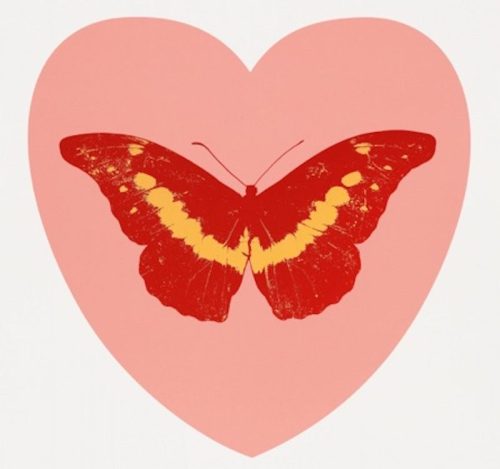 -I-Love-You-pink-poppy-red-cool-gold- Damien Hirst