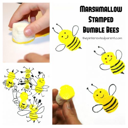 marshmallow stamped bees