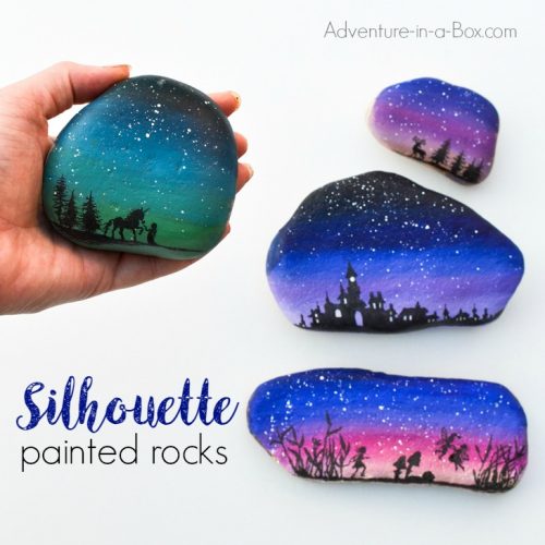 gradient-painted-rocks-with-silhouettes-35